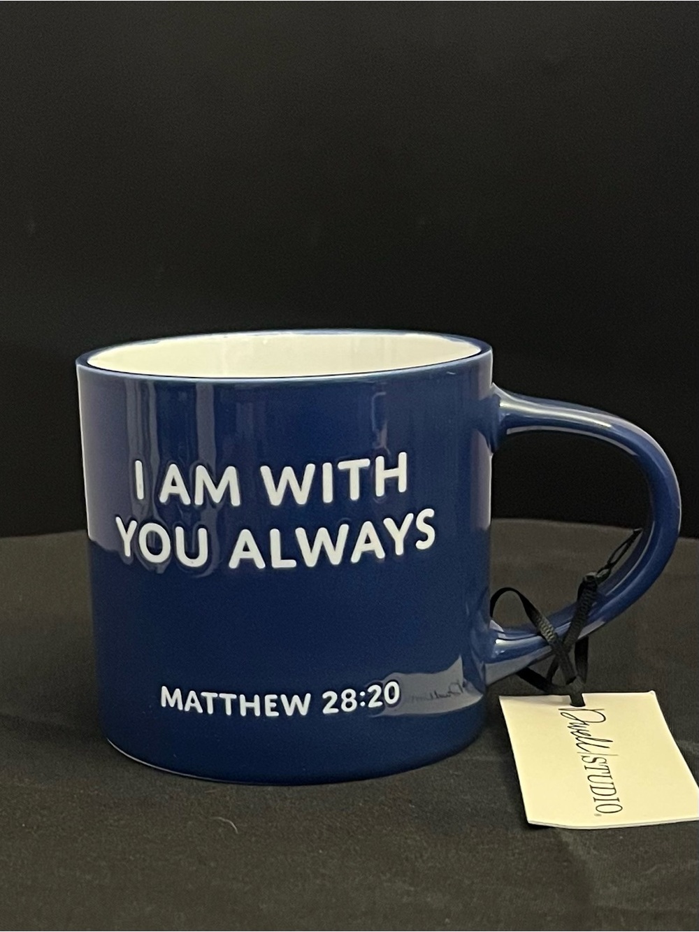 Blue Inspirational Ceramic Mug - 'I Am With You Always' - Picture 1 of 1
